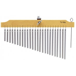 Tycoon Percussion 25 Chrome Chimes With Natural Finish Wood Bar