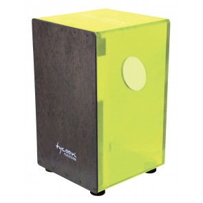 Tycoon Percussion 29 Series Neon Green Acrylic Cajon With Black Makah Burl Front Plate